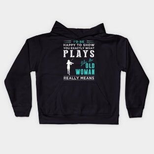 Elegant Melodies Redefined: Unmasking 'Old Woman' Violin Virtuoso - Shop Now! Kids Hoodie